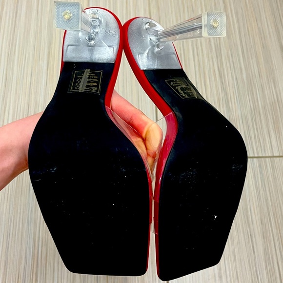 Red pvc clear square toe mules - Picture 9 of 9